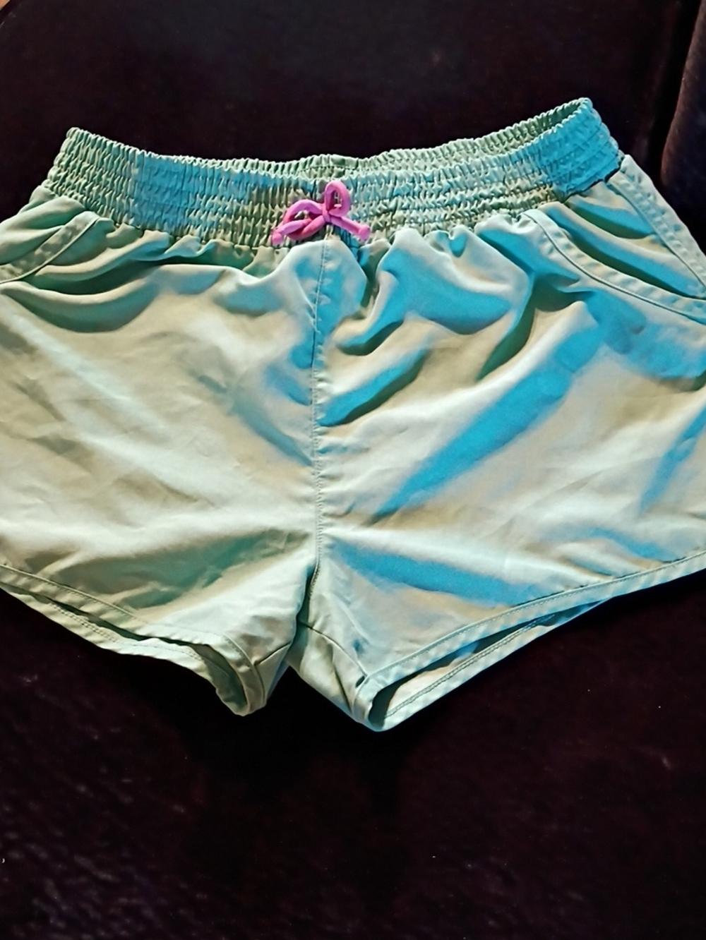 Cat & Jack Light Aqua Drawstring Shorts with Pink Bow